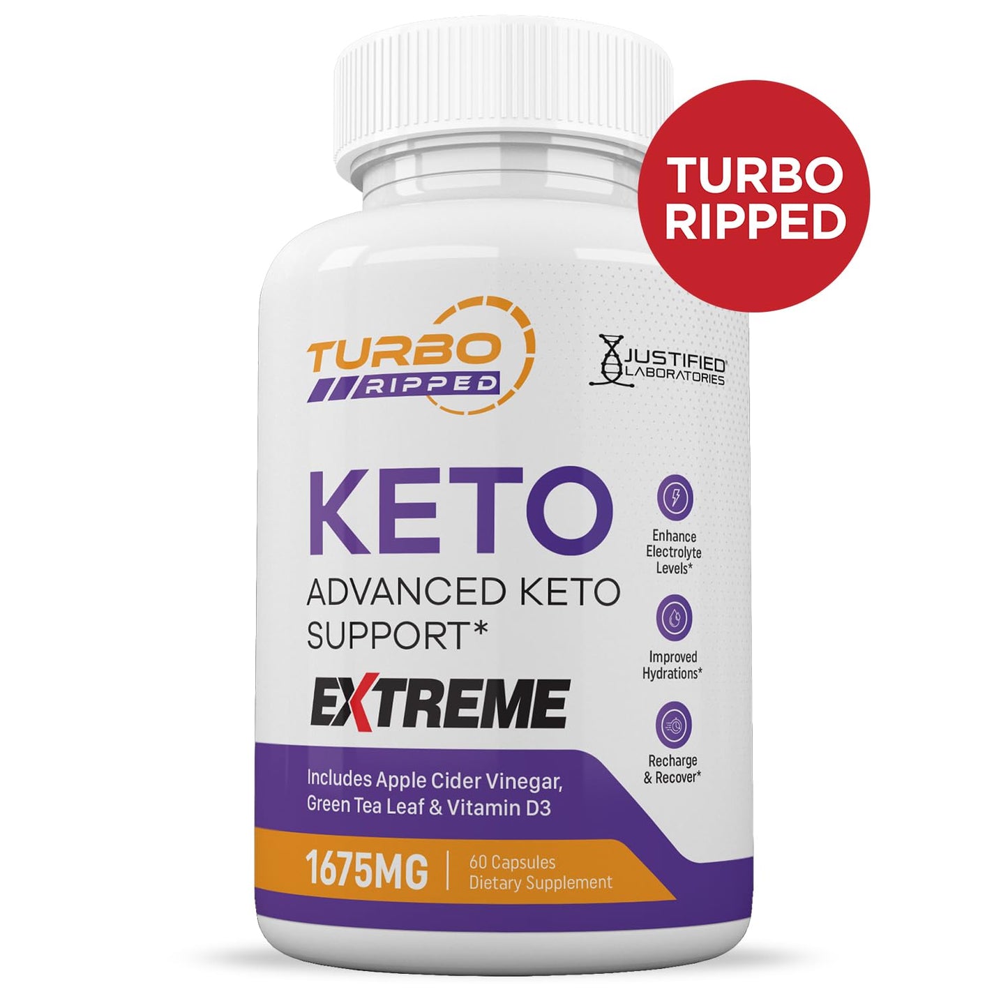 Justified Laboratories Turbo Ripped Keto ACV Extreme Capsule, 180 Capsules