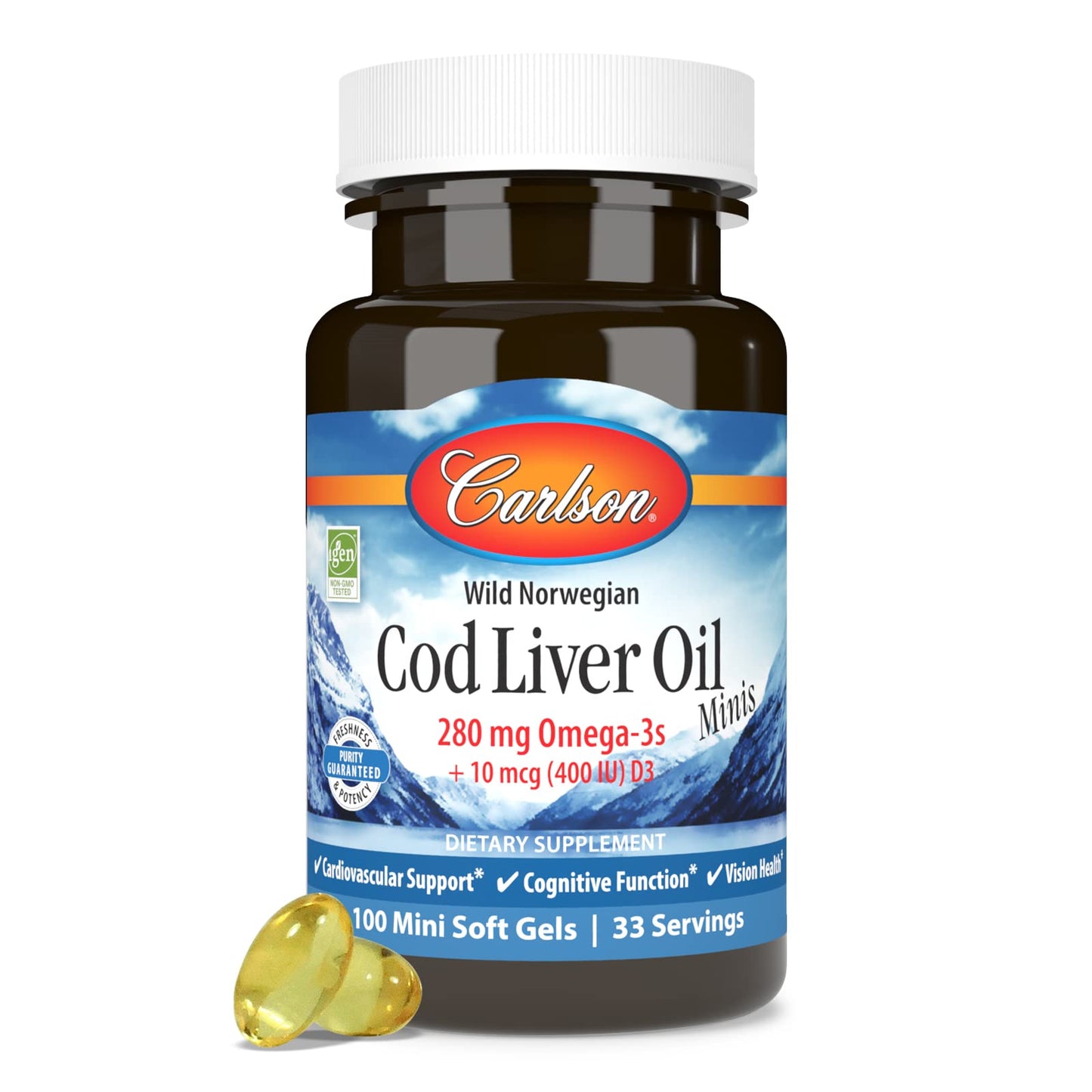 Carlson Cod Liver Oil Minis Softgels, 100