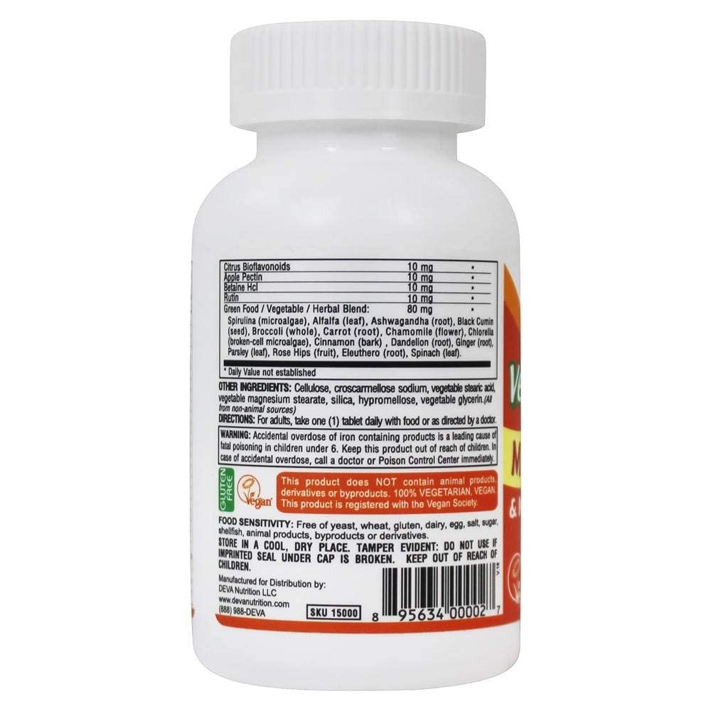DEVA Vegan Multivitamin & Mineral Supplement Tablets, 90