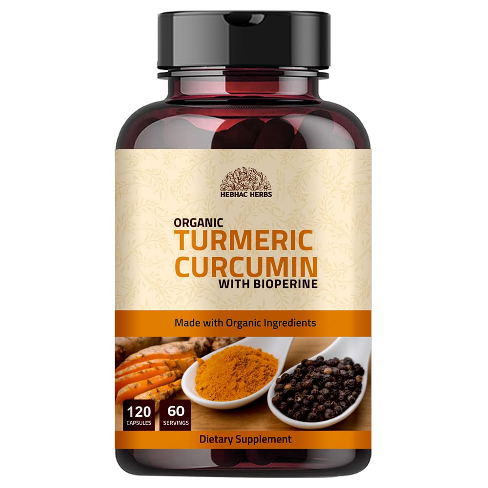 Hebhac Herbs Turmeric Curcumin with Black Pepper Capsules, 120 Capsules