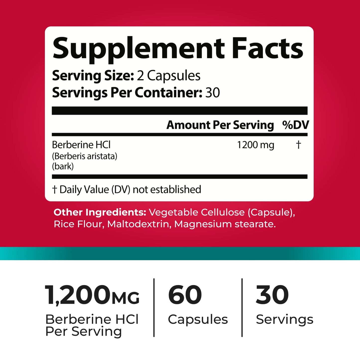 PristineRoot Berberine Supplement 1200mg Capsules, 60 Count