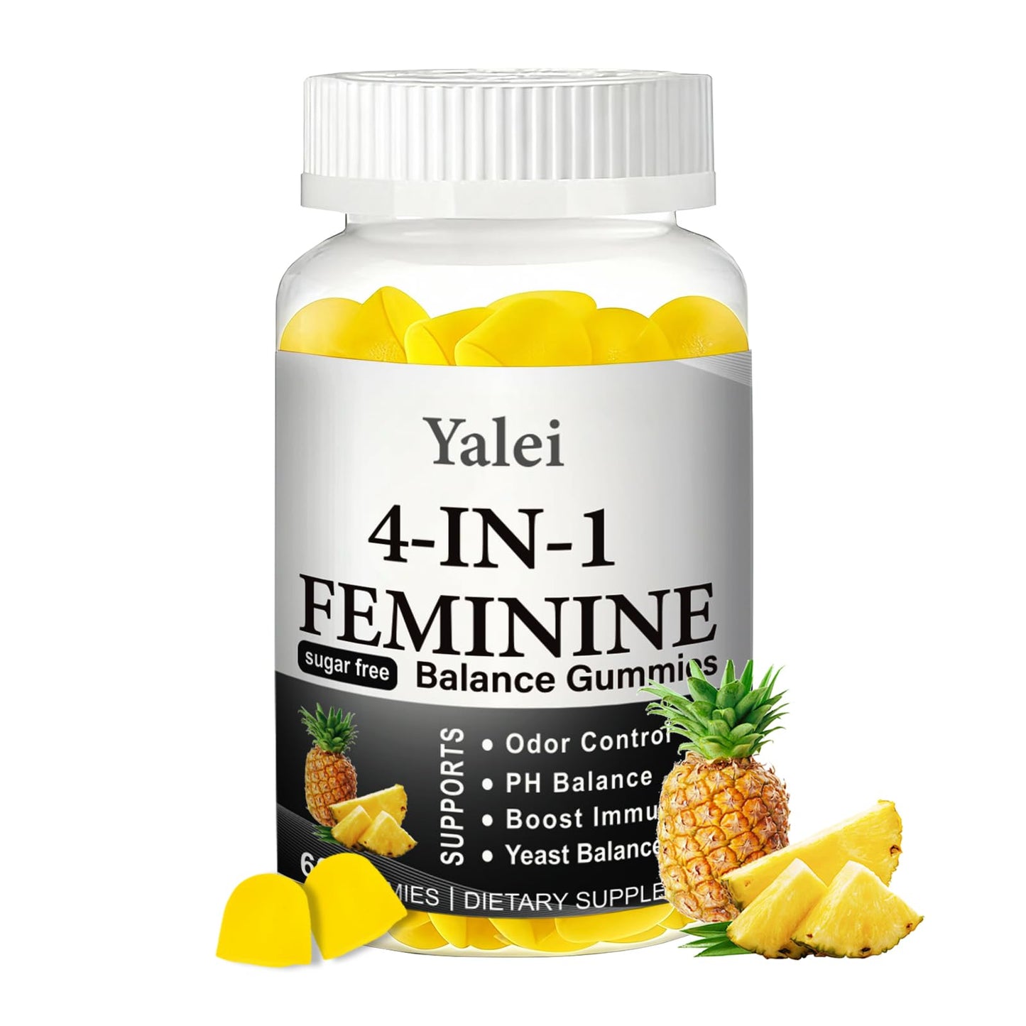 Yalei 4-in-1 Premium Feminine Balance & pH Balance Gummies for Women, 60 Count