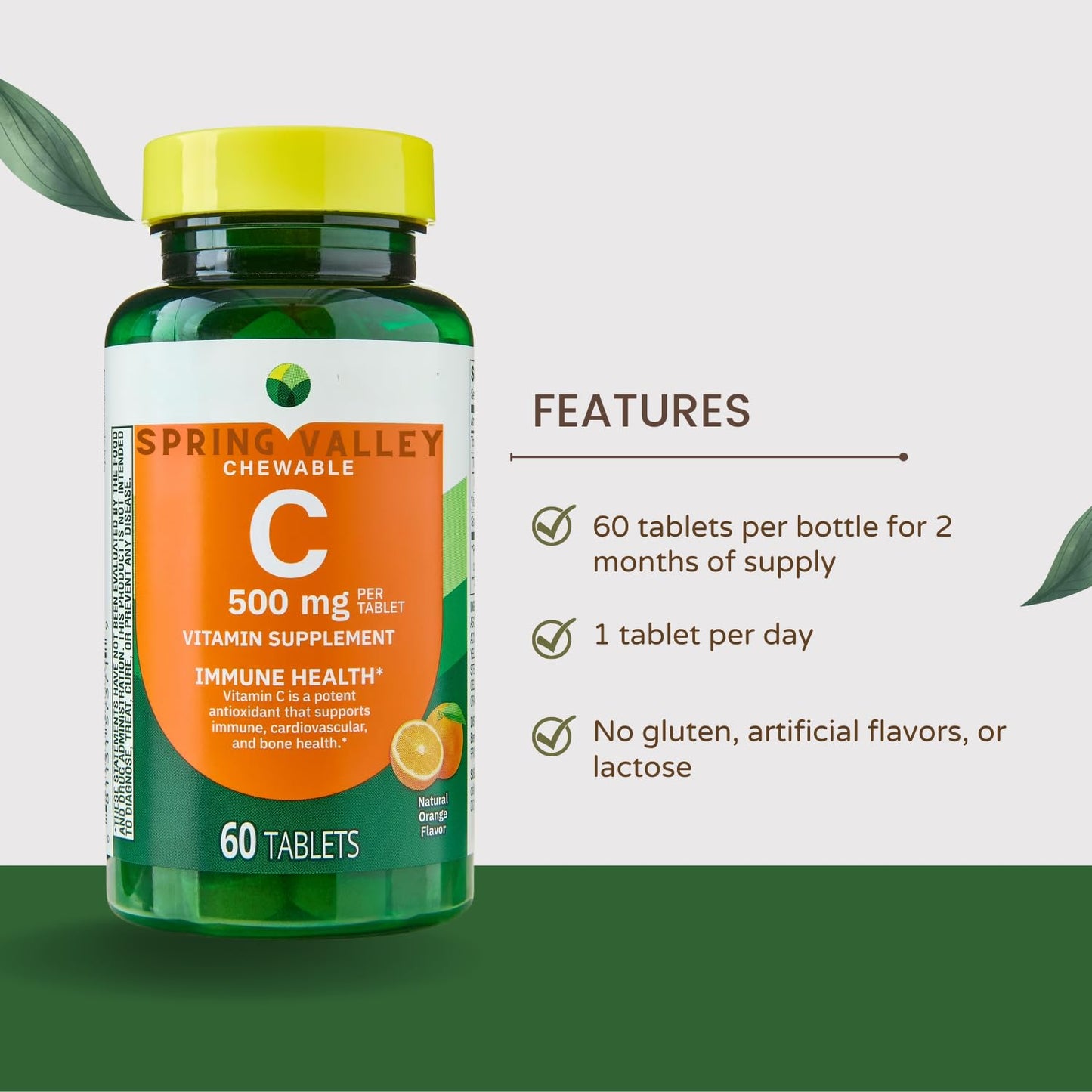 Generic Vitamin C Immune Health Dietary Supplement Tablet, 60 Tablets
