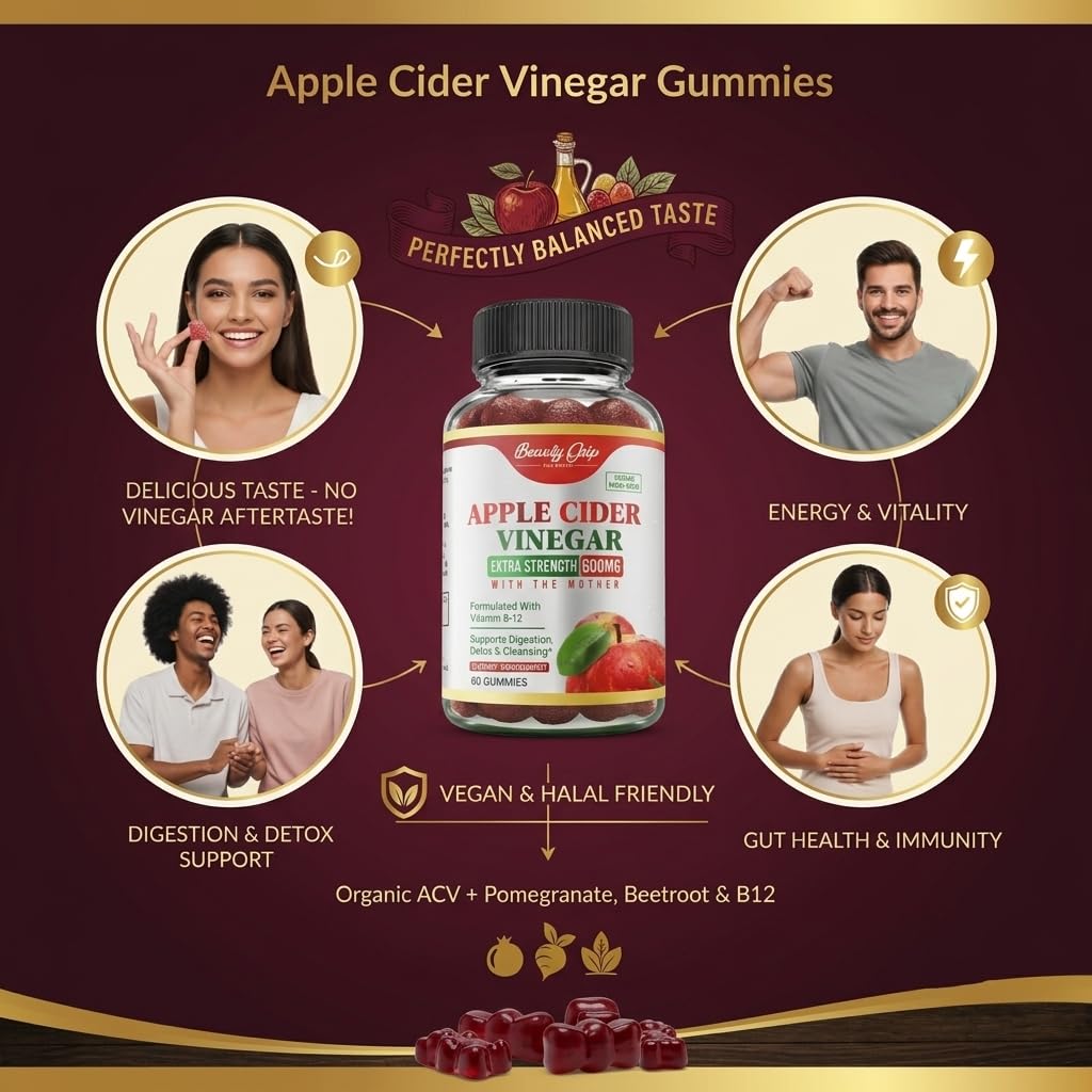 Beauty Grip Apple Cider Vinegar Gummies with The Mother 60 Gummies