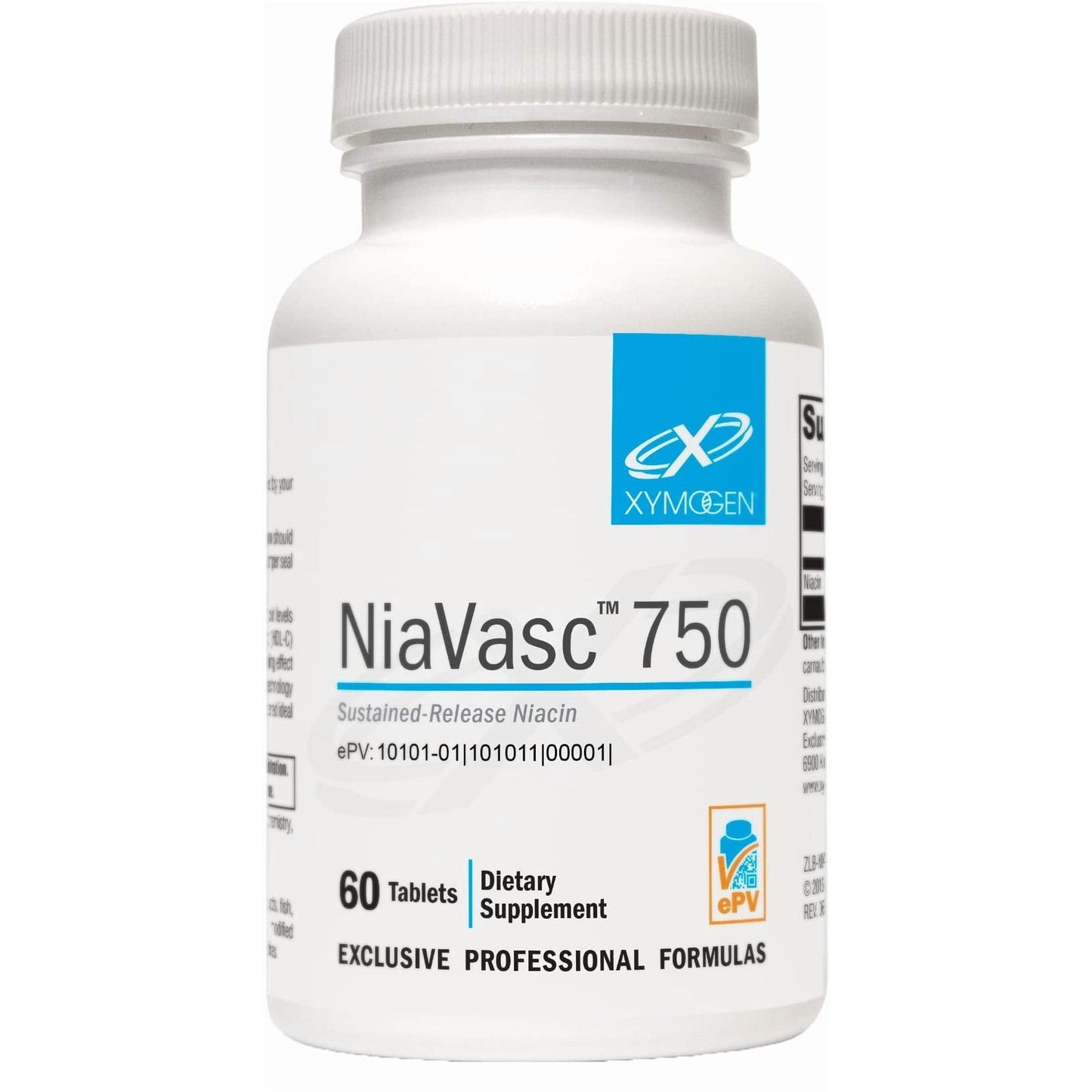 XYMOGEN NiaVasc Sustained-Release Niacin 750 mg Capsules, 60 Count