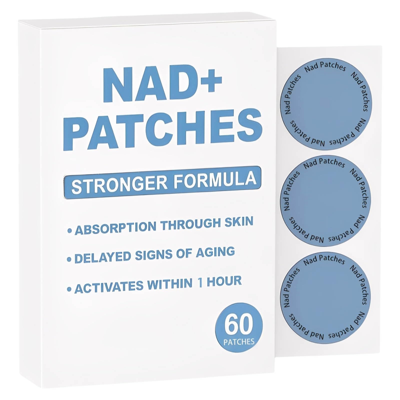 Rulinal NAD Patches for Women NAD+ Patch for Anti-Aging and Wellness Support with CoQ10, Nicotinamide, Vitamin C, Biotin, 60 Count Tablets