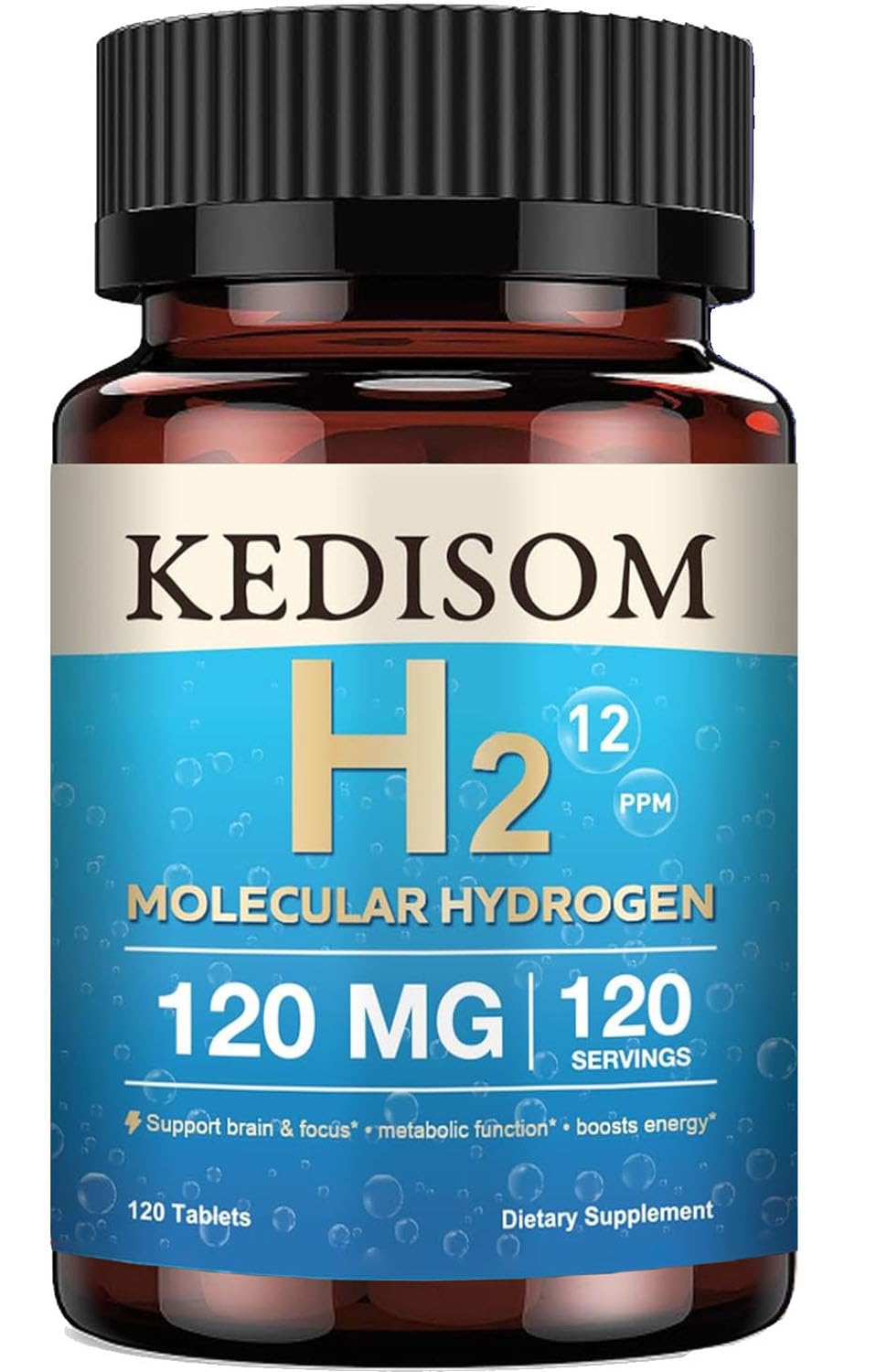 KEDISOM H2 Molecular Hydrogen with Elemental Magnesium Tablets, 120 Count