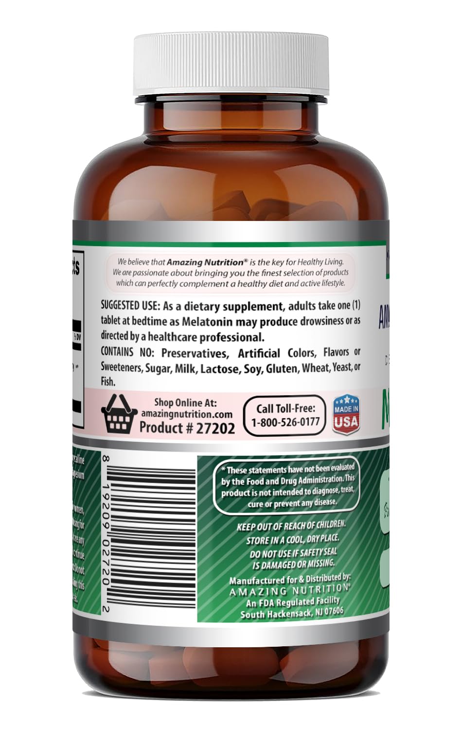 Amazing Nutrition Melatonin Supplement 180 Tablets