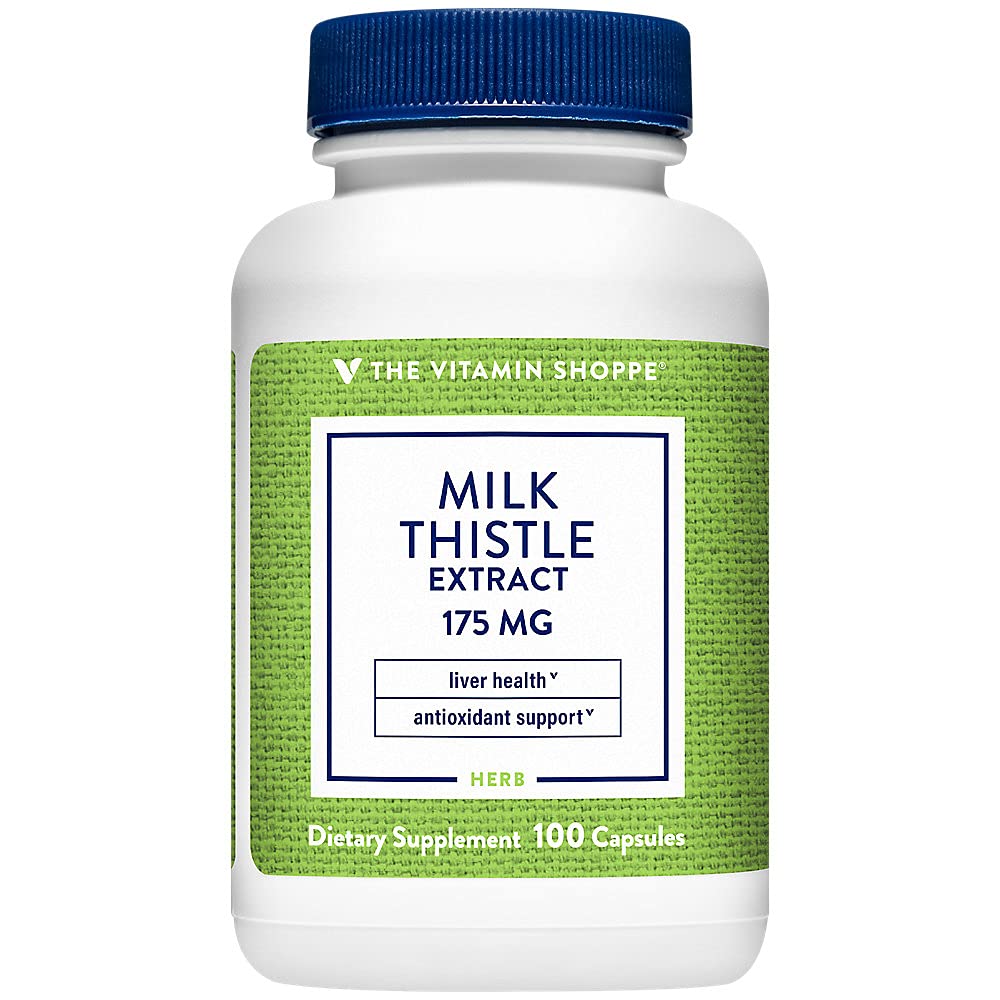 The Vitamin Shoppe Milk Thistle 175 MG - Liver Health Support, Detoxification & Antioxidant Protection Capsules 100 Count