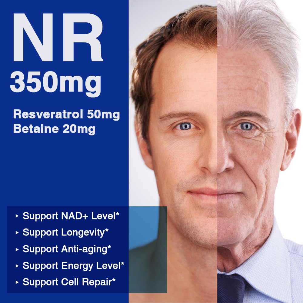 LOVITA NAD+ Supplement 840mg Nicotinamide Riboside with Trans-Resveratrol and Betaine Capsules, 100 Count