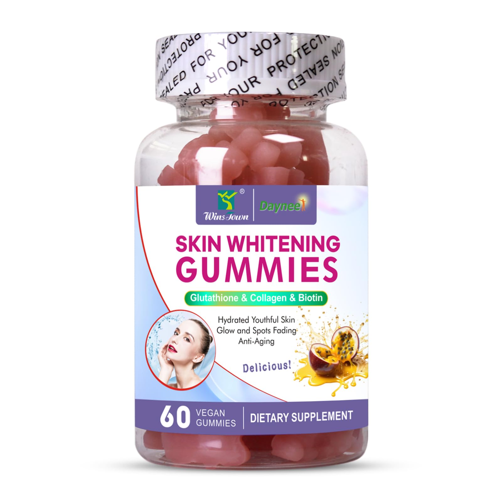 Wins Town Skin Whitening Gummies 60 Count
