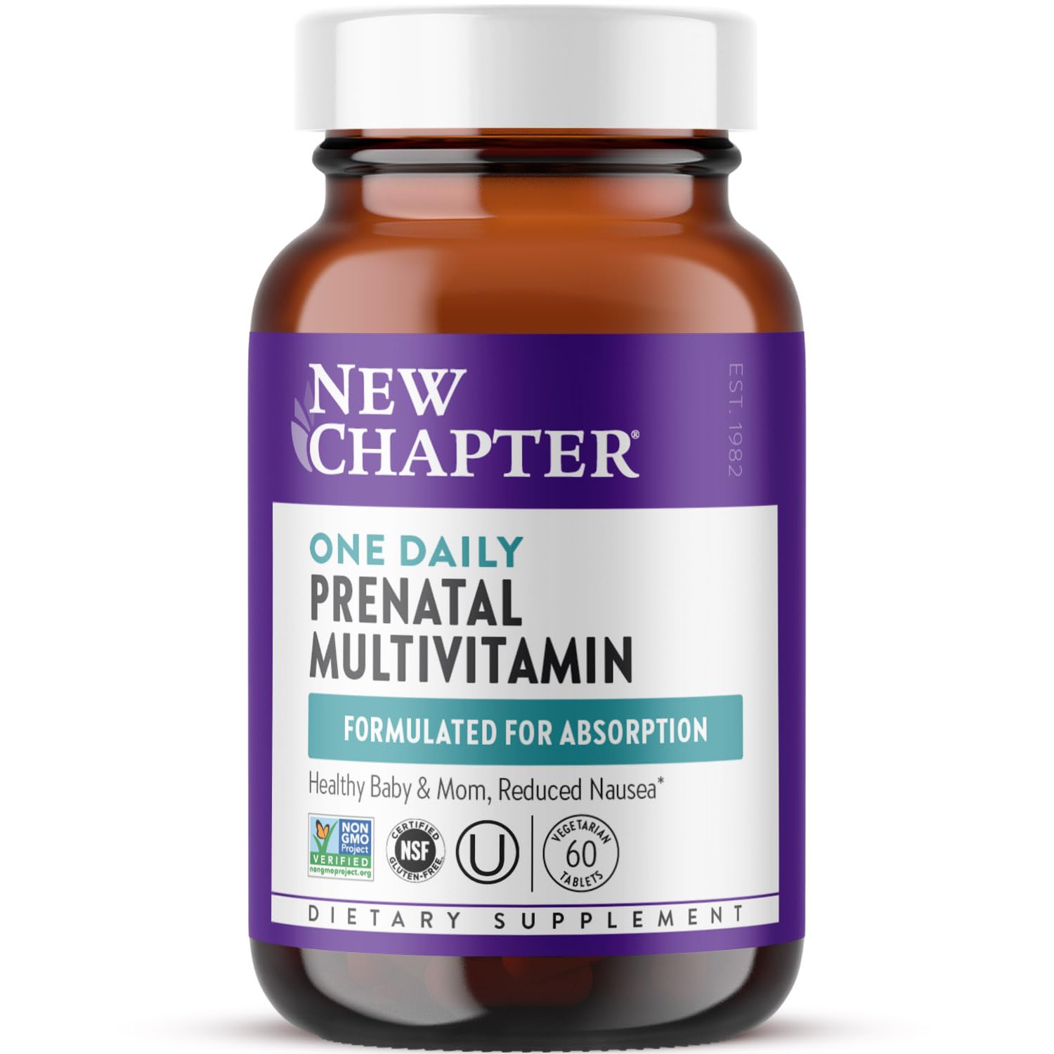 New Chapter Prenatal Vitamins One Daily Prenatal Multivitamin with Methylfolate + Choline Tablet, 60 Count