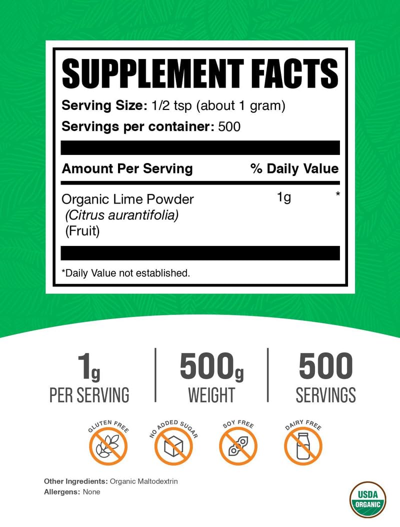 BulkSupplements Organic Lime Powder Powder 17.6 oz