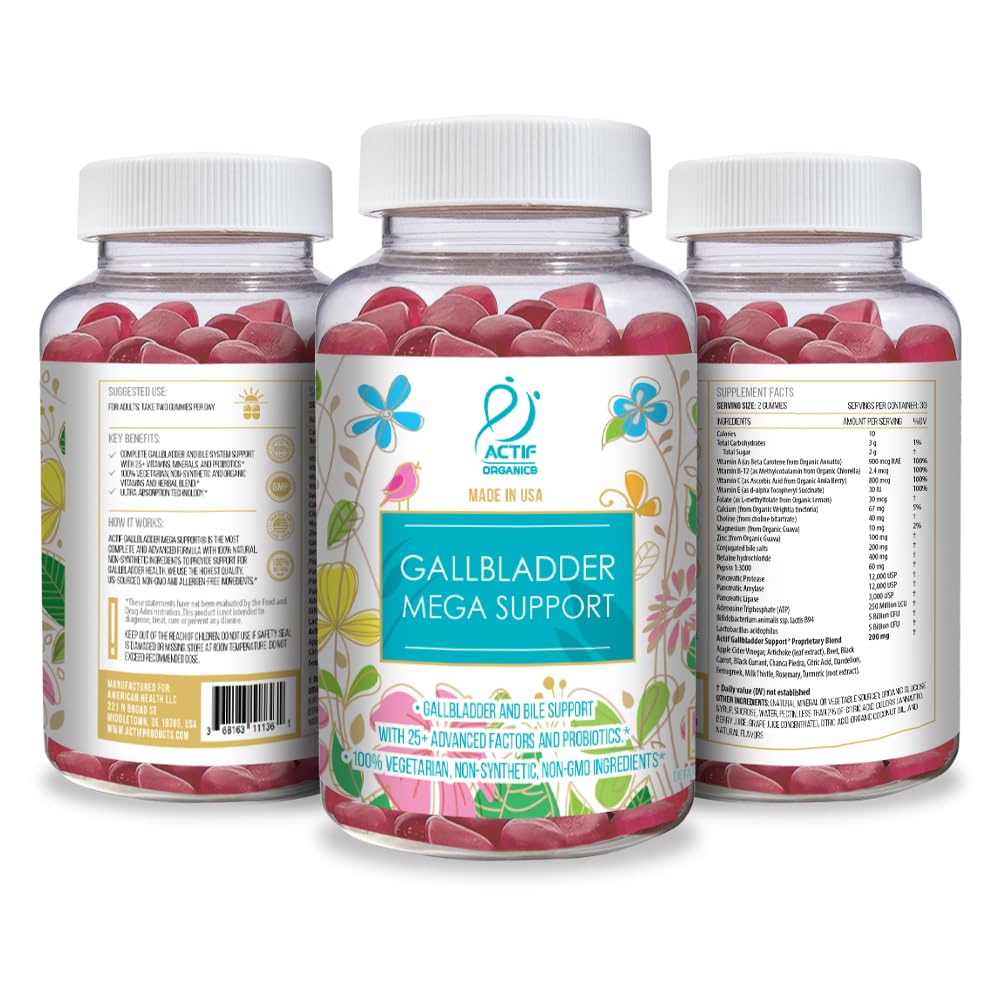 ACTIF Gallbladder Mega Support with 25+ Factors, 10 Billion CFU Probiotics, Bile Support Capsule 1 Count