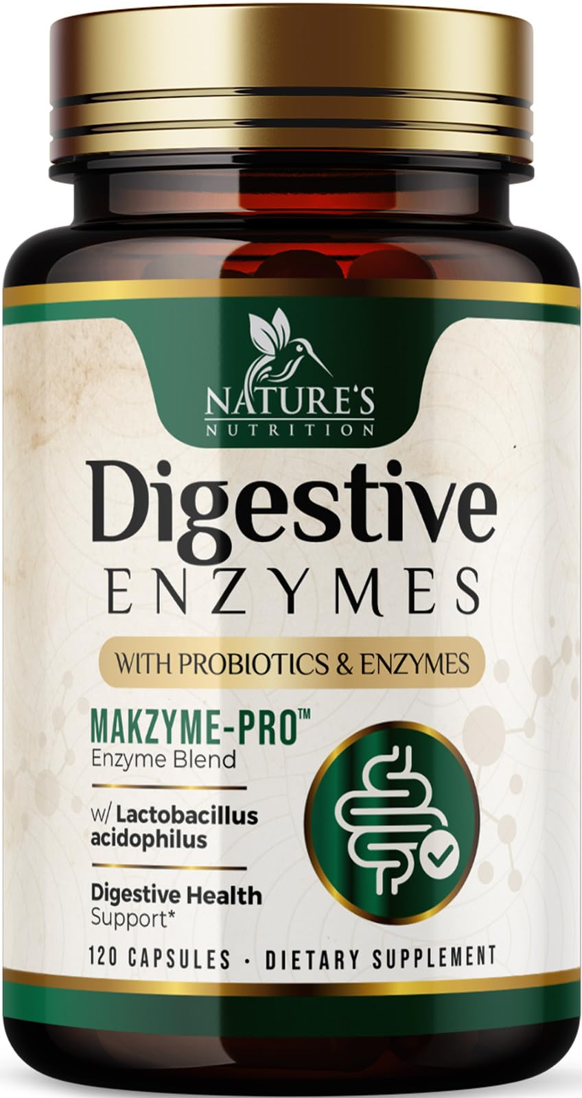 Nature's Nutrition Digestive Enzymes - Super Digestive Multi Enzyme Complex for Bloating & Gut Health Support with Bromelain, Papain, Probiotics & Prebiotics - Digestion Health Support for Women & Men Capsules, 120 Count