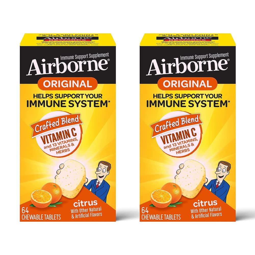 Airborne Vitamin C 1000mg Citrus Chewable Tablets, 128 Tablets