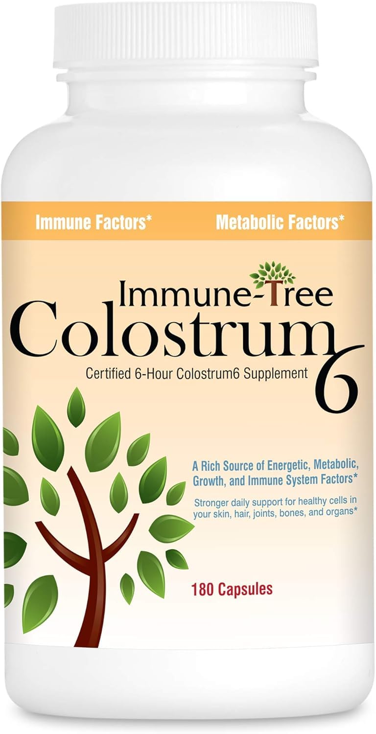 Immune-Tree 100% Pure Bovine Colostrum (Grass-Fed) Capsules, 180 Count
