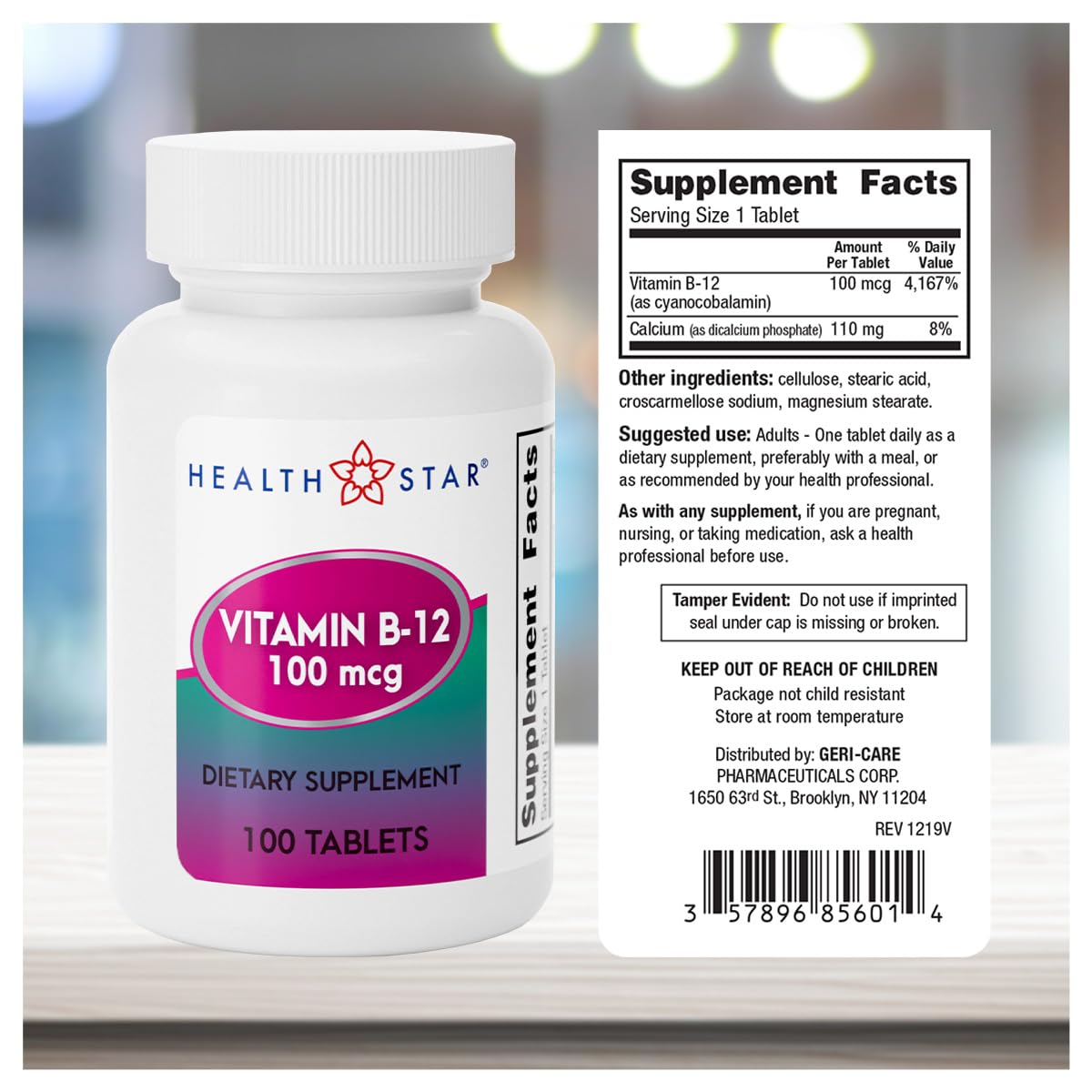 GeriCare Vitamin B-12 100mcg Tablet, 100 Count