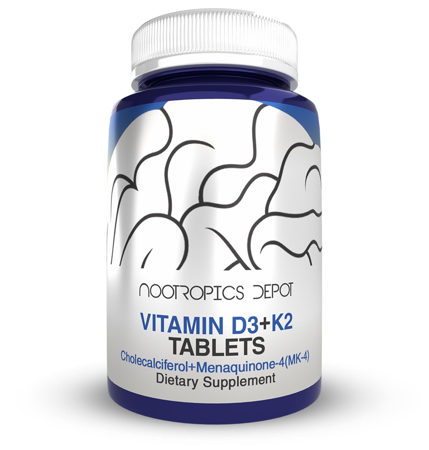 Nootropics Depot Vitamin D3 + K2 with Vitamin C Tablets, 60 Count