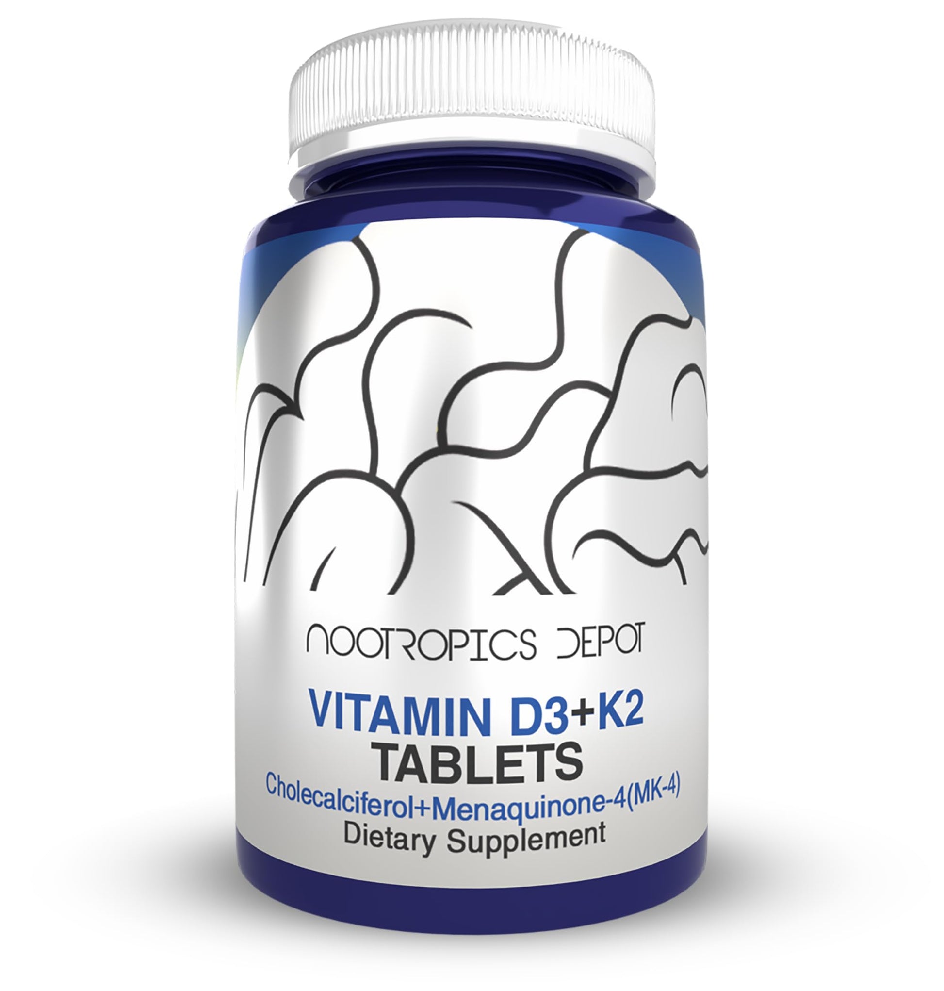 Nootropics Depot Vitamin D3 + K2 with Vitamin C Tablets, 60 Count