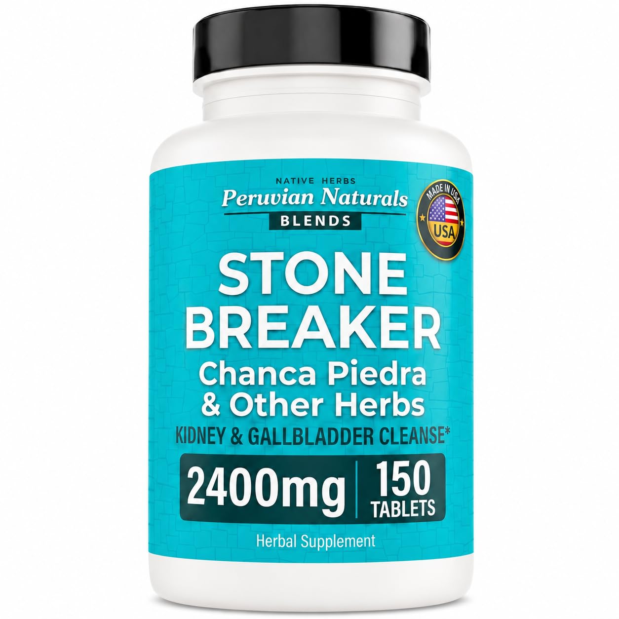Peruvian Naturals Chanca Piedra Stone Breaker Kidney Supplement 2400mg per Serving Tablet 150