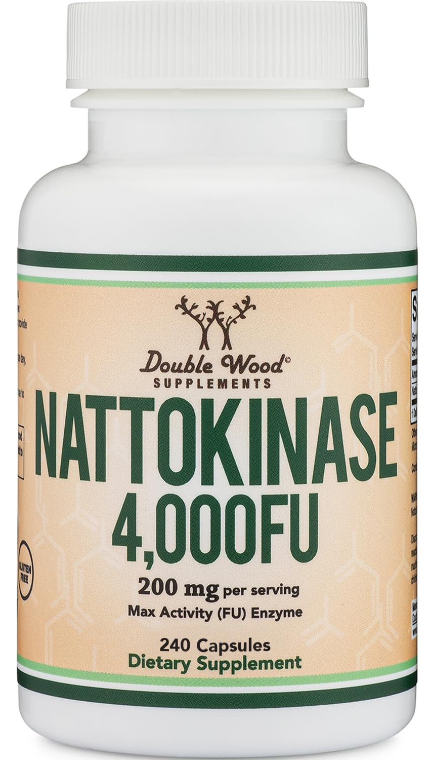 Double Wood Supplements Nattokinase 2,000 FU Cardiovascular + Blood Pressure Support Capsules 240 Count