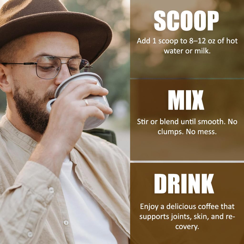 Knowman Labs Premium Collagen for Men – Coffee-Infused, Bone & Joint Support, Powder, 10.6 oz