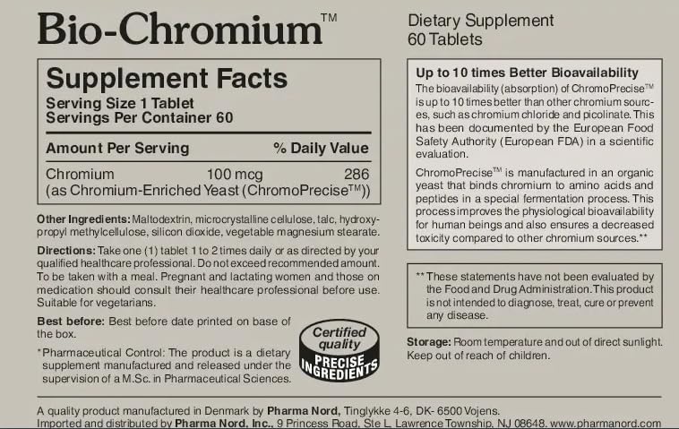 Pharma Nord Bio-Chromium – Metabolism & Craving Support 60 Tablets