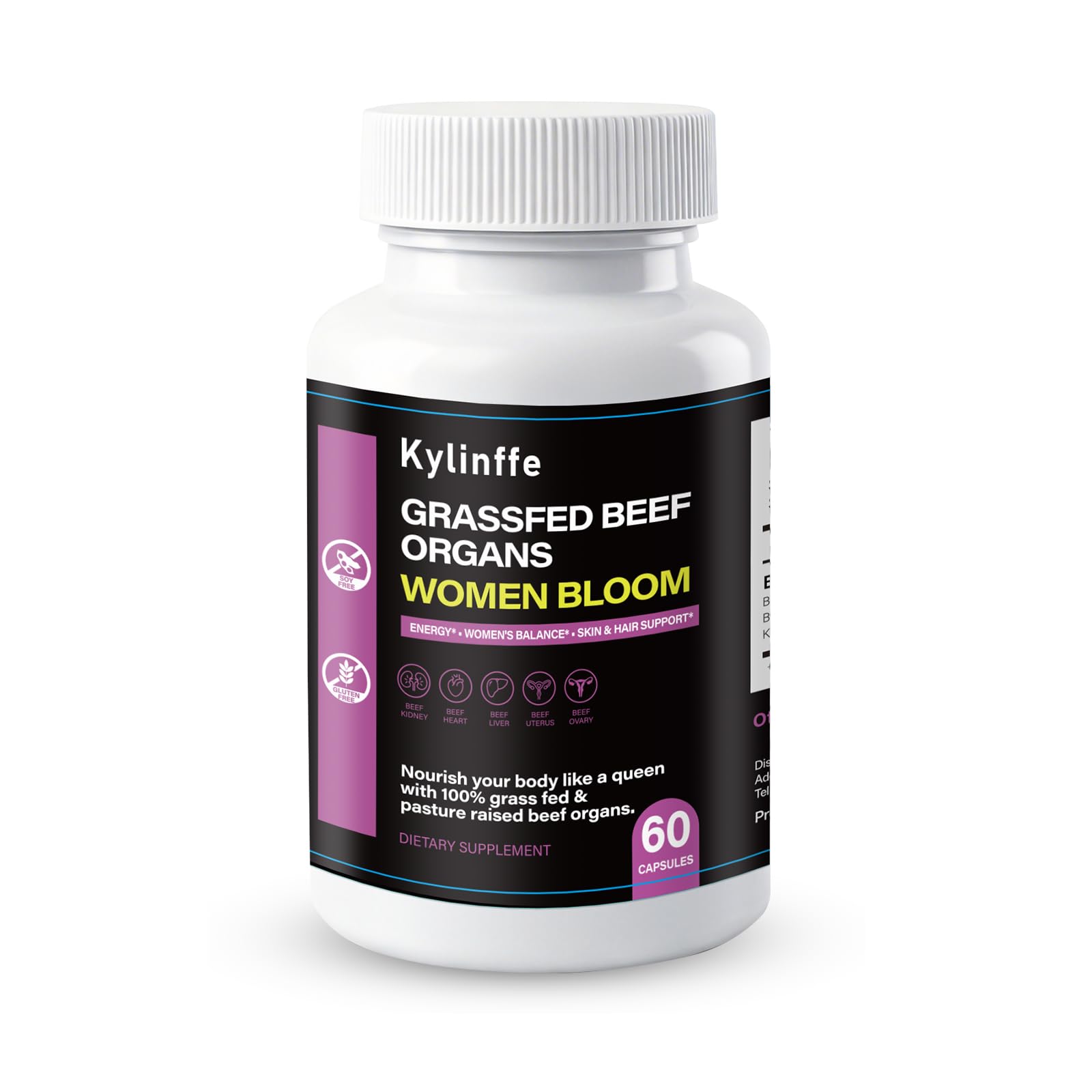 Oopeatol Grass Fed Beef Organ Supplement for Women Capsules 60 Count