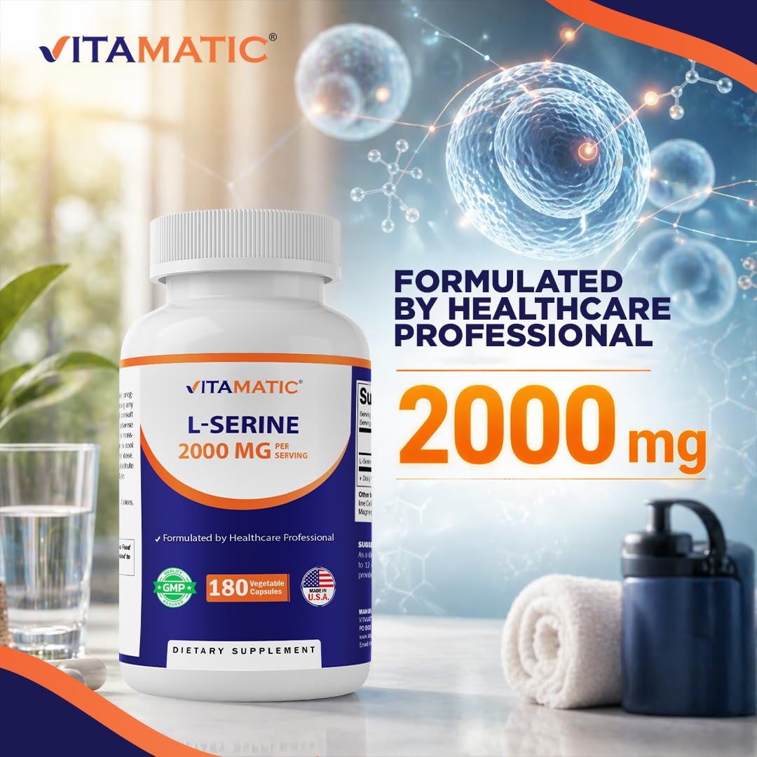 Vitamatic L-Serine 2000 mg Capsule, 180 Count