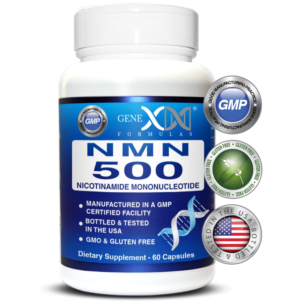 Genex Formulas NMN 500mg - 99% Pure Shelf Stabilized NMN Capsules, GMP Certified, 60 Capsules