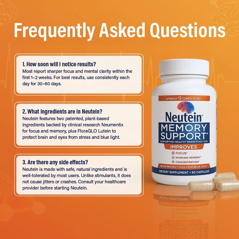 Neutein Brain Supplement for Memory and Focus, 240 Capsules