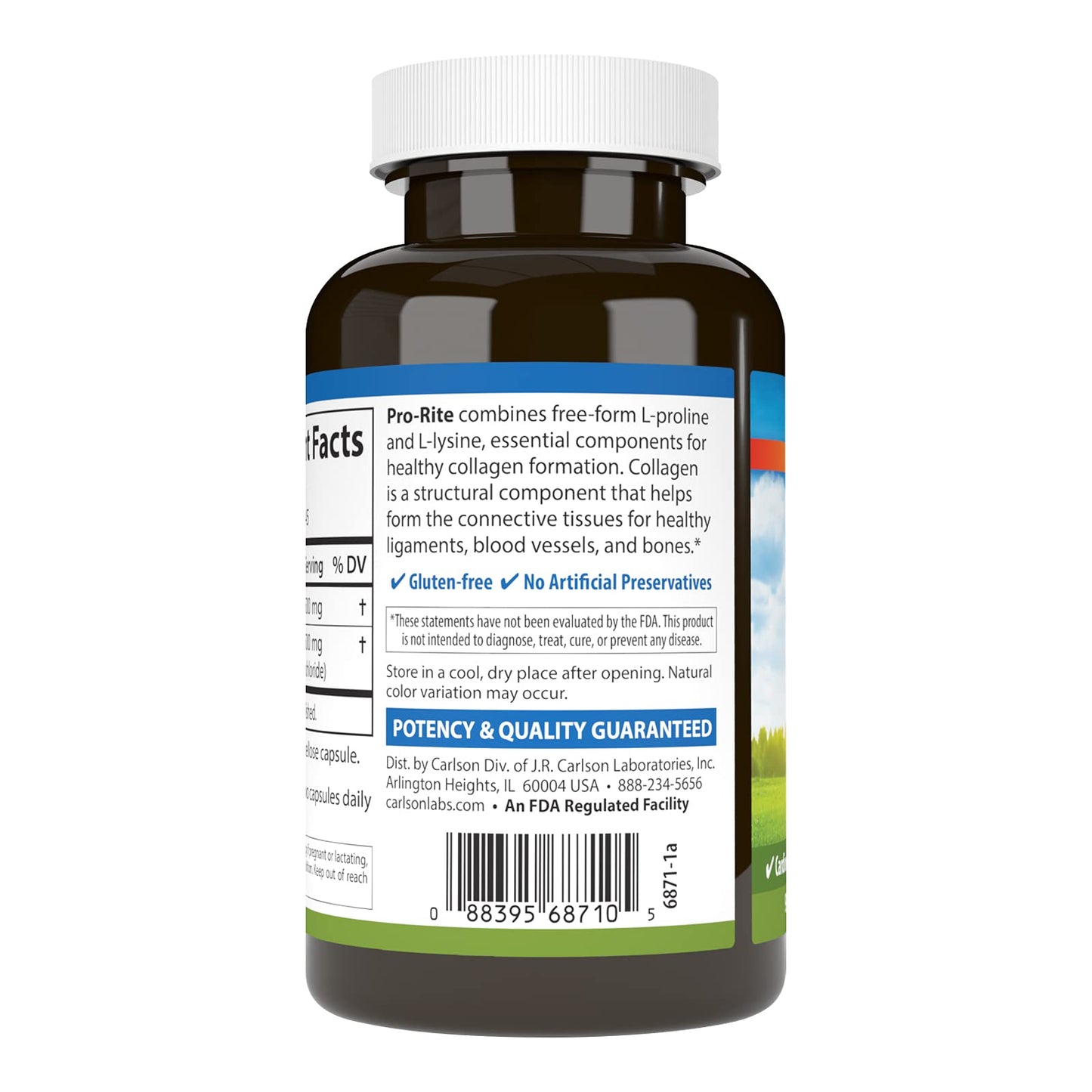 Carlson Pro-Rite Free-Form L-Proline & L-Lysine Capsules, 90 Count