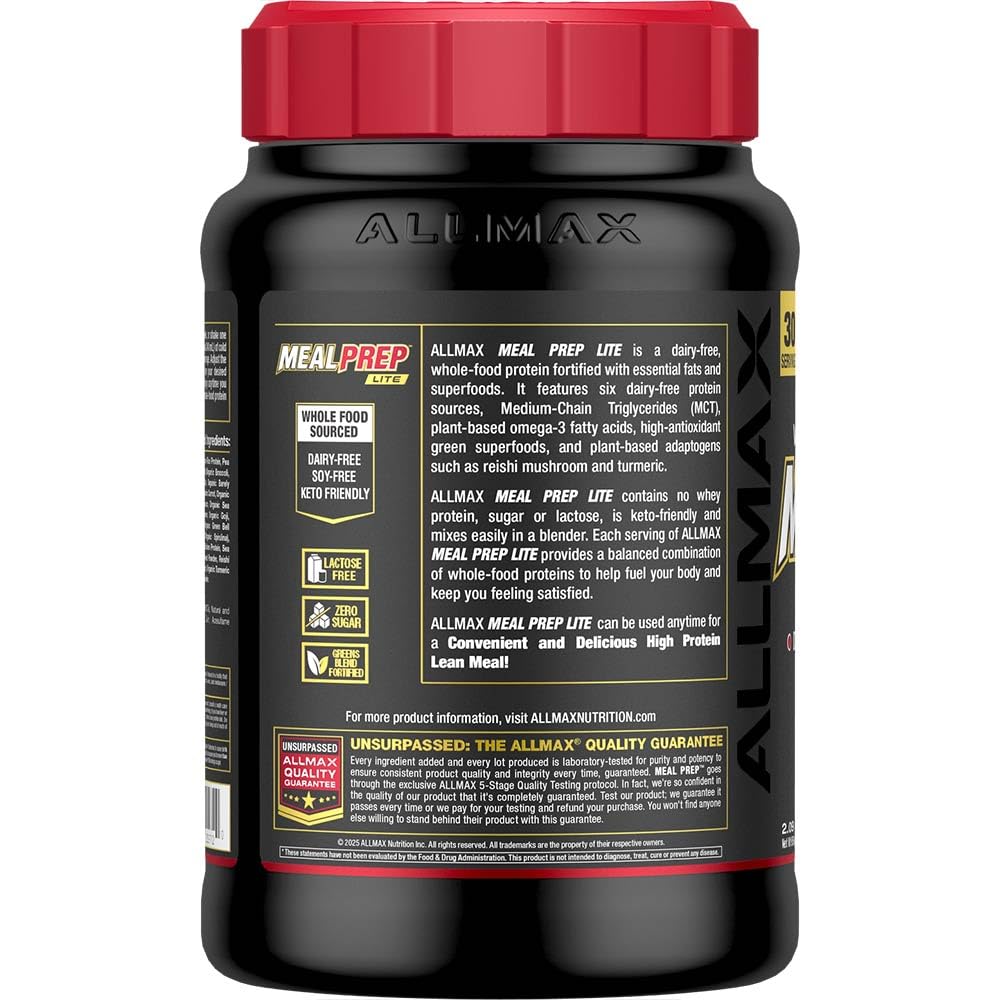 ALLMAX MealPrep Lite Whole-Food Protein Powder, Vanilla Waffle Cone, 30 Servings, 2.1 lb