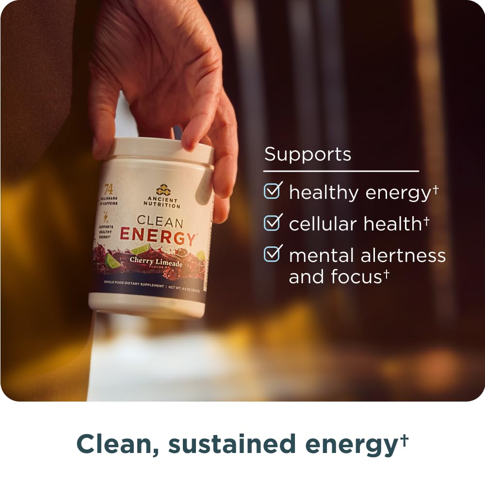 Ancient Nutrition Clean Energy Powder, Cherry Limeade, 30 Servings