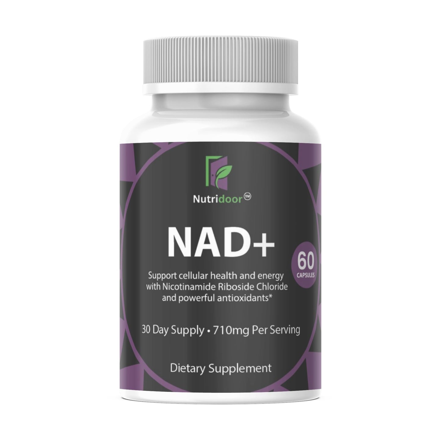 NUTRIDOOR NAD+ Booster Supplement 710mg Nicotinamide Riboside with Resveratrol & Quercetin - Anti-Aging & Energy Support, 60 Capsules