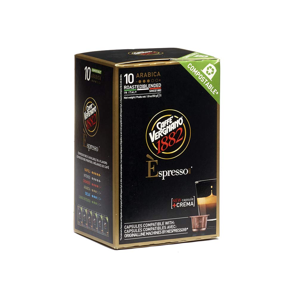 Caffe' Vergnano 1882 Arabica Capsules Compatible with Original Line Machines By Nespresso, 60 Capsules