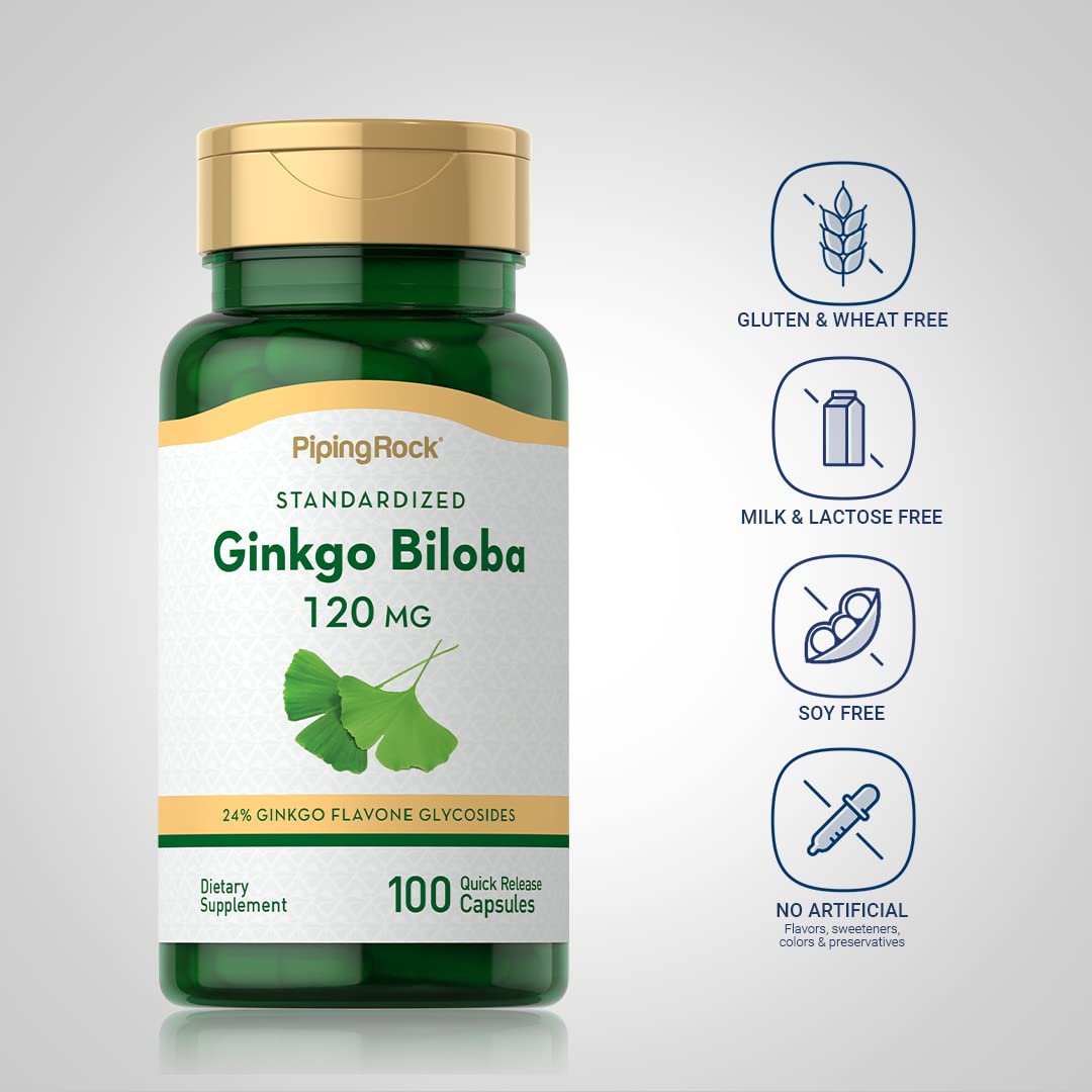 Piping Rock Ginkgo Biloba Supplements 120mg, 100 Capsules