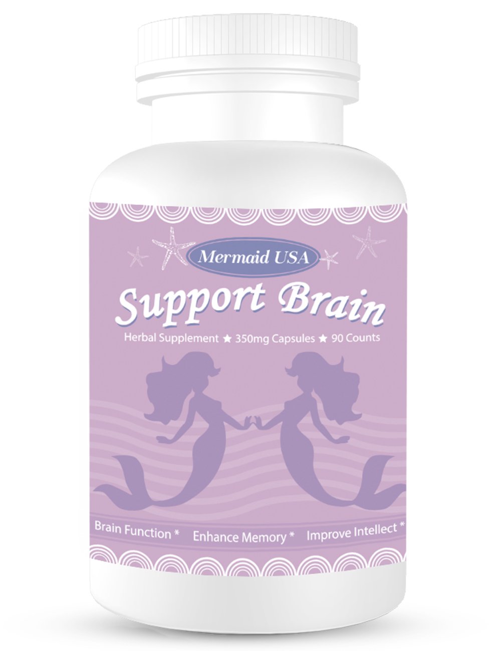 M.U Magic Brain Formula Mermaid USA Support Brain Memory Focus Clarity Energy and Sleep Capsules, 90