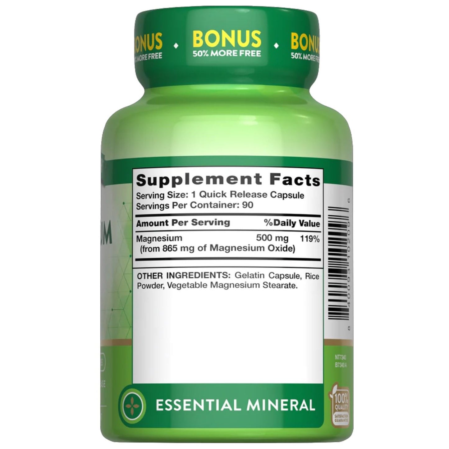 Nature's Truth Magnesium Oxide 500mg Capsules 540 Capsules