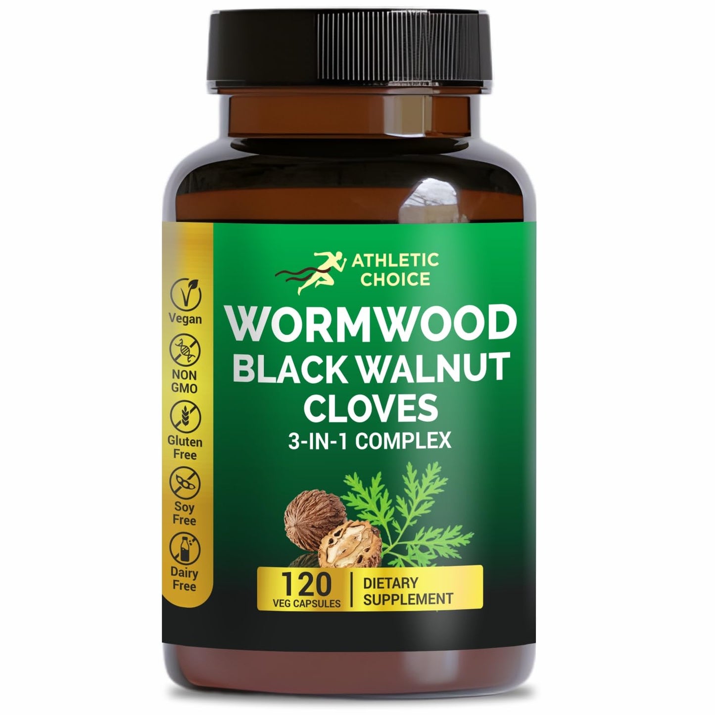 Athletic Choice Wormwood Black Walnut Clove Complex 3-in-1 Formula with Sweet Wormwood Extract 120 Capsules