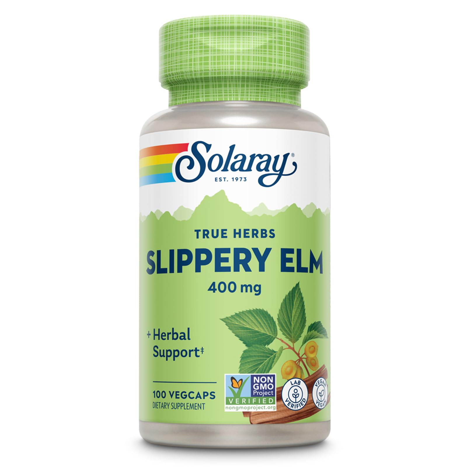 SOLARAY Slippery Elm Bark Capsules (Ulmus Rubra) 400 mg VegCaps 100