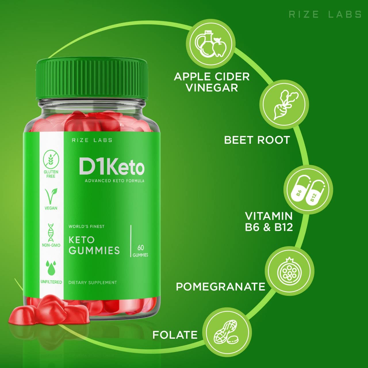 Rize Labs D1 Keto Gummies 300 Gummies