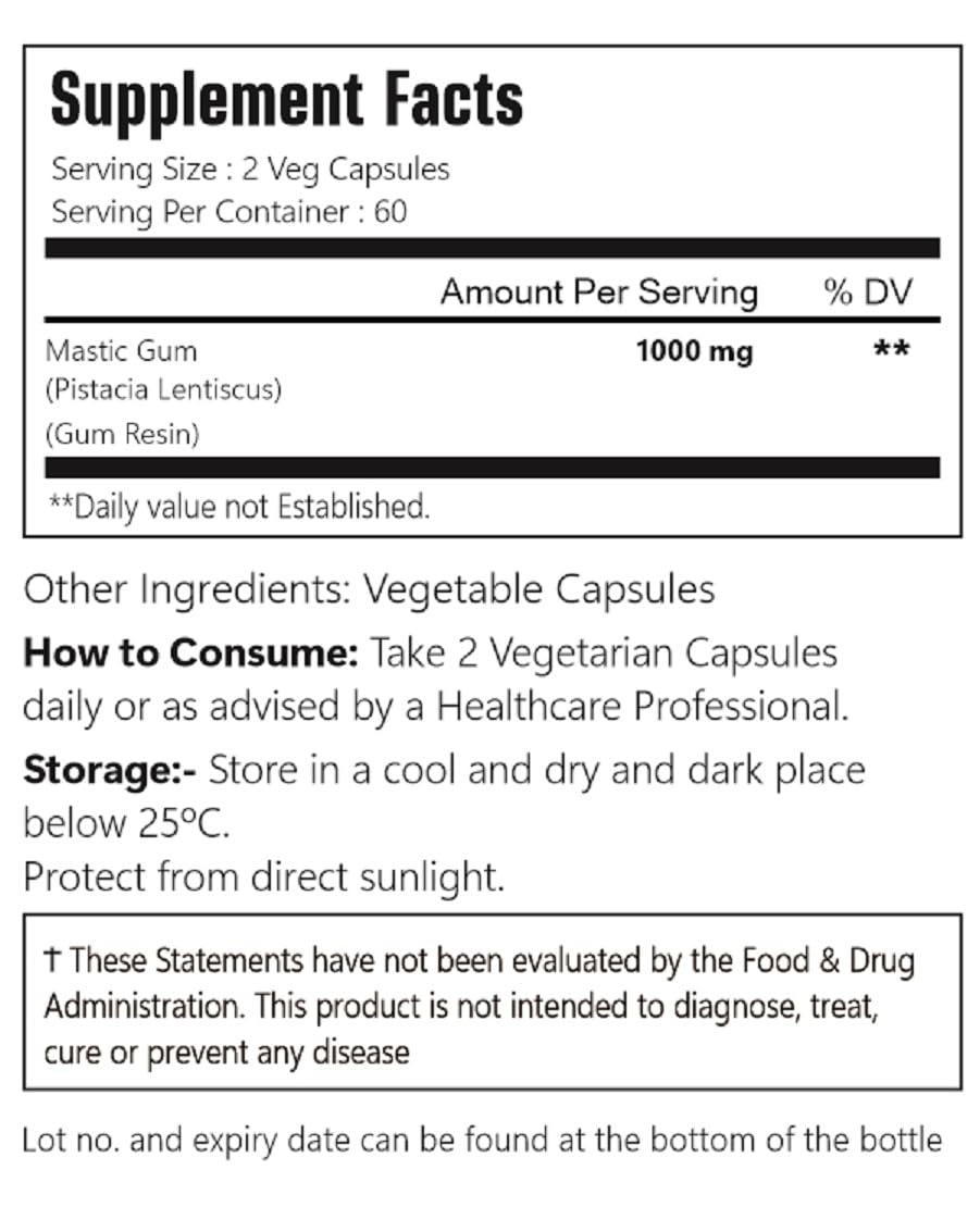 VitaCosmoX Mastic Gum Capsules, 1000 mg, 120 Capsules