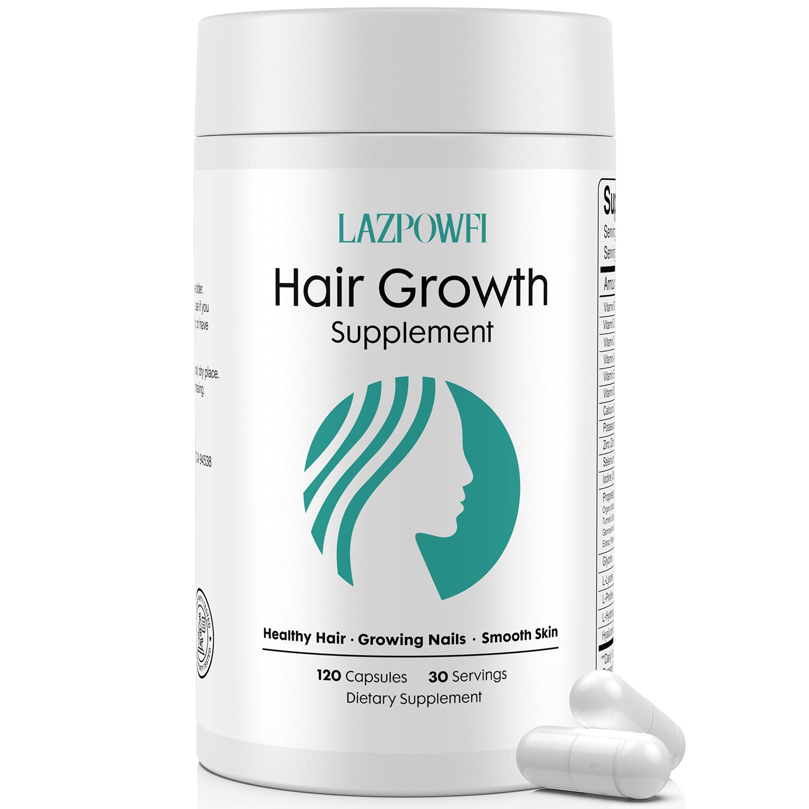 Lazpowfi Biotin 10000mcg Hair Growth Capsule, 120 Capsules