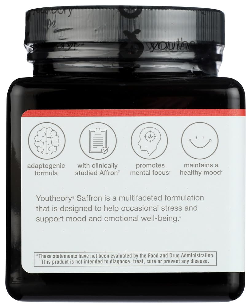 Youtheory Saffron Advanced Dietary Supplement Elevates Mood & Mental Focus, 60 Capsules