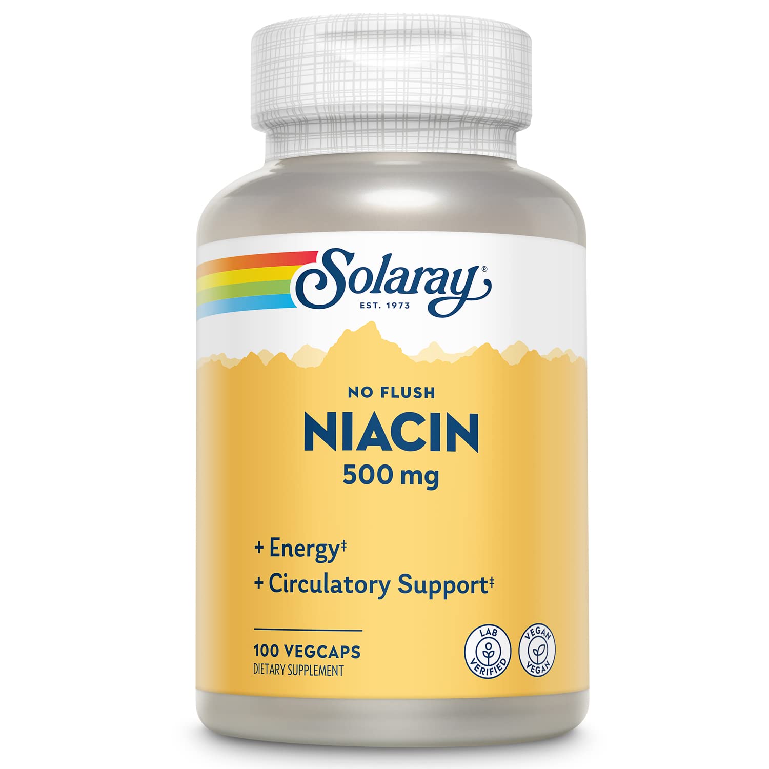 SOLARAY No-Flush Niacin 500mg Capsule, 100 VegCaps
