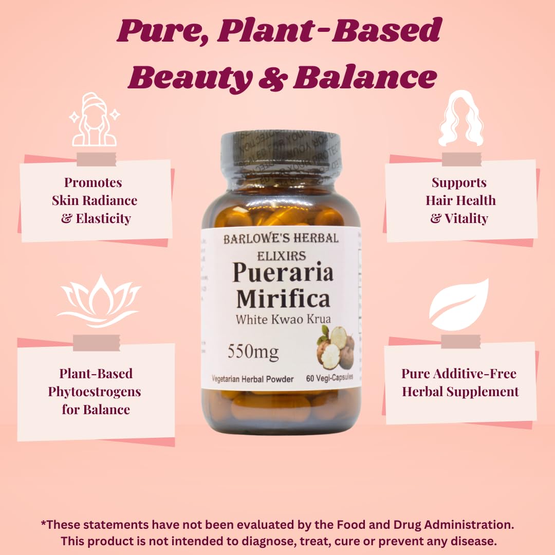 Barlowe's Herbal Elixirs Pueraria Mirifica 550 mg Per Capsule Capsules 60 Count