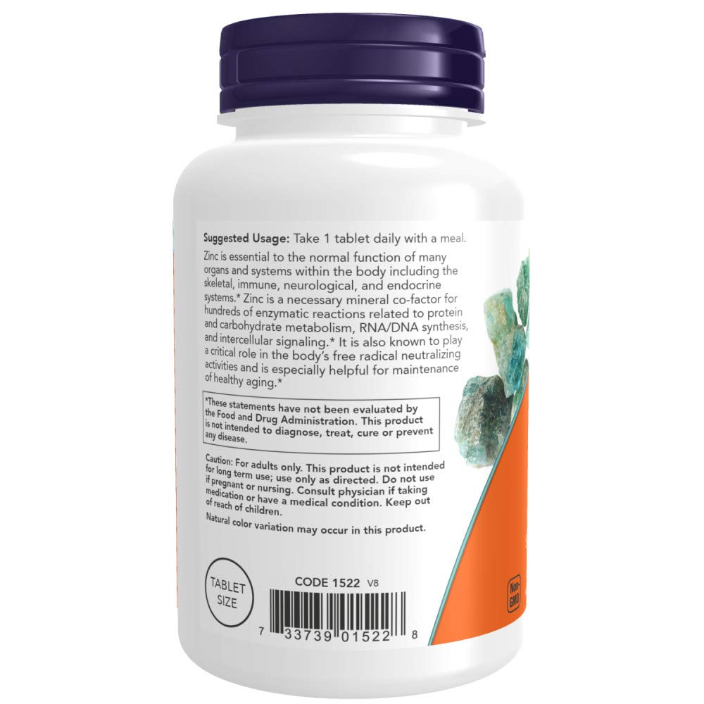 NOW Foods Zinc Gluconate 50 mg Tablet, 500 Count