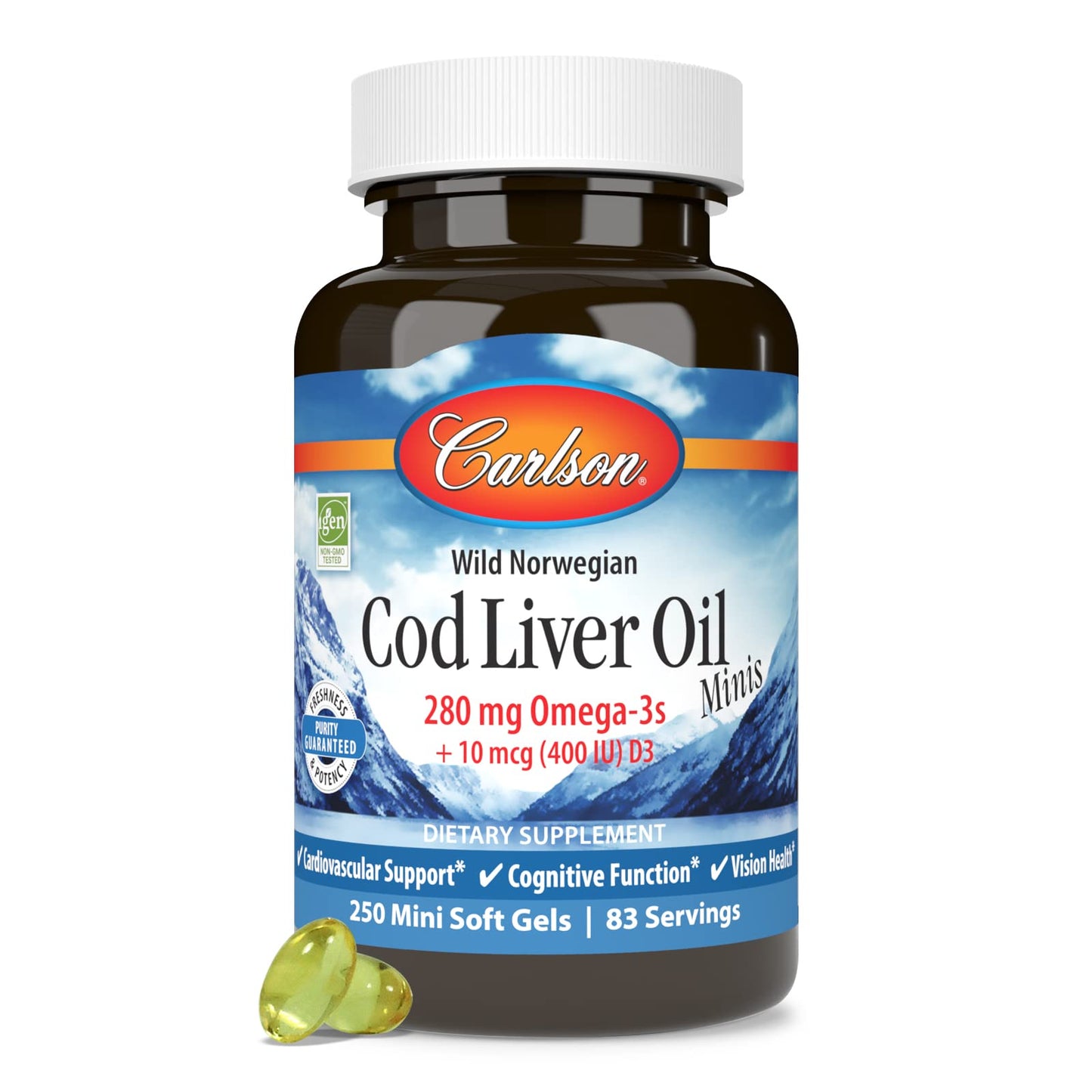 Carlson Cod Liver Oil Minis Softgel 250 Count